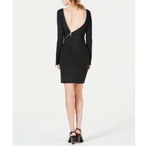 Bar III Black Long Sleeve Dress with Silver Zippered Accents